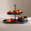 etagere 2-stufig, oval, schwarz