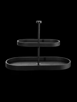 etagere 2-stufig, oval, schwarz