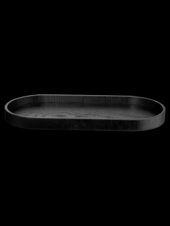 holztablett oval, schwarz