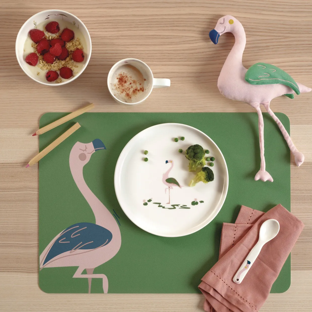 kindertischset, fiona flamingo