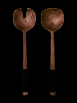 salatbesteck mit schwarzem nylongriff