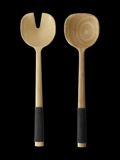 salatbesteck mit schwarzem nylongriff