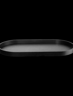 tablett, oval, schwarz, l