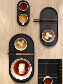 tablett, oval, schwarz, s