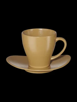 tasse mit unterteller, ocra