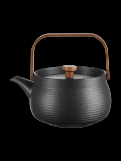 teekanne mit Holzgriff, black