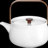 teekanne mit holzgriff, white