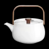 teekanne mit holzgriff, white