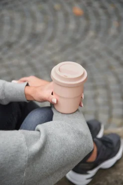 thermobecher creme, deckel braun