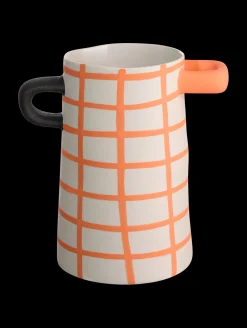 vase, orange kariert