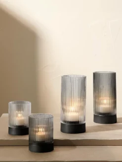 windlicht mit porzellanfuß, grey