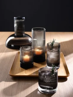 windlicht mit porzellanfuß, grey